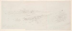 Rajz, Templomok reggel, Baalbek, 1868. május 12. alkotó: Frederic Edwin Church