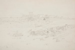 Rajz, Templomok reggel, Baalbek, 1868. május 12. alkotó: Frederic Edwin Church