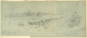 Rajz, Templomok reggel, Baalbek, 1868. május 12. alkotó: Frederic Edwin Church