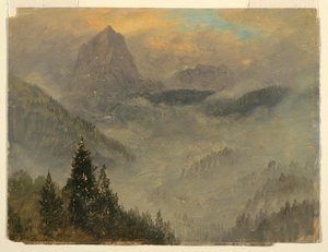 Rajz, A Hochkalter, Berchtesgaden közelében, 1868 alkotó: Frederic Edwin Church