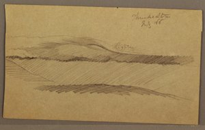 Rajz, Zivatar a hegygerinc felett, 1866. július alkotó: Frederic Edwin Church