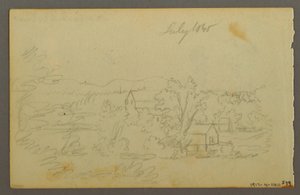 Rajz, Fák, tehén, 1844 alkotó: Frederic Edwin Church