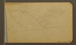 Rajz, völgy; hátoldal: hegycsúcs, 1889 alkotó: Frederic Edwin Church