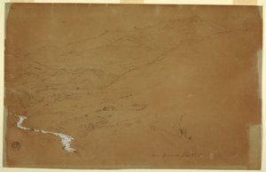 Rajz, patakos völgy és házak, Guaranda közelében, Ecuador, 1857. június 4. alkotó: Frederic Edwin Church