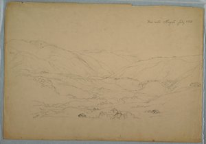 Rajz, Ibagué melletti völgy, Kolumbia, 1853. július alkotó: Frederic Edwin Church