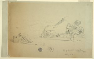 Rajz, Kilátás a Suk wadi nyugati dombjáról, 1868. május 4. alkotó: Frederic Edwin Church