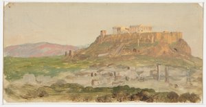 Rajz, Az Akropolisz látképe délről, Athén, 1869. április alkotó: Frederic Edwin Church
