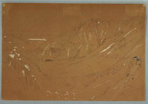Rajz, Kilátás a Nagy-medence felé, Katahdin-hegy, 1877. szeptember alkotó: Frederic Edwin Church