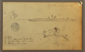 Rajz, A Guayas folyó keleti partjának nézetei, szemben Guayaquillal, Ecuador, 1857. május alkotó: Frederic Edwin Church
