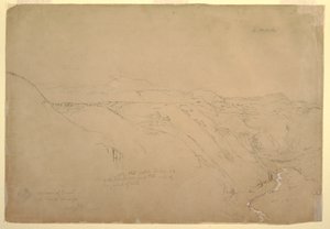 Rajz, Puresé vulkán és a Rio de Vinagre, Purese, Kolumbia, 1853. augusztus alkotó: Frederic Edwin Church