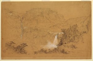 Rajz, Vízesések a Hacienda közelében, Chillo, Ecuador, 1857. június 26. alkotó: Frederic Edwin Church