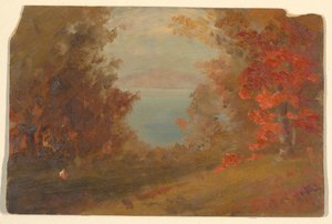 Rajz, Őszi erdei tájkép (Hudson, New York vagy Maine), 1860-70 alkotó: Frederic Edwin Church