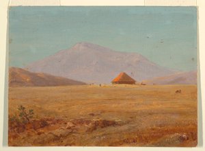 Ecuador?, hegyi fennsík kunyhóval alkotó: Frederic Edwin Church