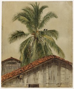 Pálmafák és háztetők, Ecuador alkotó: Frederic Edwin Church