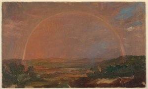 Szivárvány dombos tájon alkotó: Frederic Edwin Church