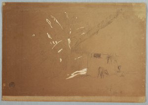 Ülő nő és legelő szamár egy ház előtt Jorje közelében, Ecuadorban alkotó: Frederic Edwin Church