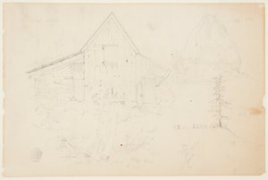 Vázlat egy istállóról és a szénakazalról alkotó: Frederic Edwin Church
