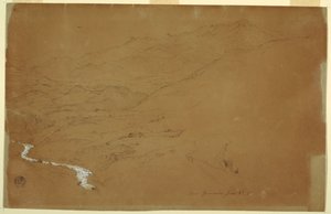 Völgy patakkal és házakkal, Guaranda közelében, Ecuadorban alkotó: Frederic Edwin Church