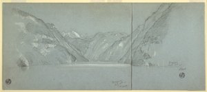 Kilátás a Konigssee-tóra a Falkensteinnel, Berchtesgaden közelében, Bajorország, Németország, 2. rész alkotó: Frederic Edwin Church