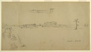 Kilátás a bazilikára és a Neptunusz-templomra, Paestum, Olaszország alkotó: Frederic Edwin Church
