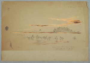Vízszállítók a Magdalénán (öböl), Barranquilla, Nueva Grenada Köztársaság, jelenleg Kolumbia alkotó: Frederic Edwin Church