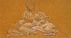 Tanulmány a tánchoz (fekete-fehér kréta papíron) alkotó: Frederic Leighton
