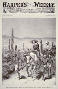 Az apacs felderítők vezetik a hadsereg őrjáratát Geronimo (1829-1909) üldözésére a „Harper