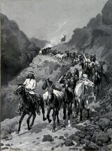 Geronimo és bandája visszatér egy razziából Mexikóba (olaj, vászon) alkotó: Frederic Remington