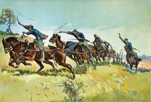 Grimes akkumulátora felmegy az El Pozo-dombra alkotó: Frederic Remington