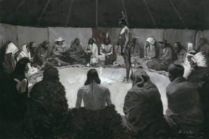 Megmondom a fehér embernek, 1900 körül (olaj, vászon) alkotó: Frederic Remington