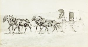 Williamson egyik színpada, 1892 körül (toll és ecset, fekete tinta és kínai fehér a papíron) alkotó: Frederic Remington