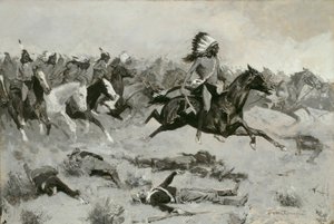 Rohanó vörös páholyok haladtak át a vonalon alkotó: Frederic Remington