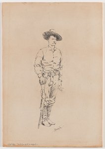 Vázlat egy texasi vadőrről a „Hogyan a törvényhez Bekerült a Chaparralba" alkotó: Frederic Remington