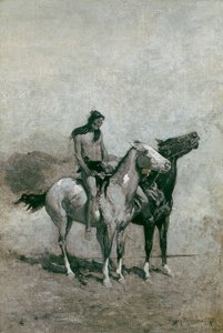 A tűzfaló átvetette áldozatát a póniján. alkotó: Frederic Remington