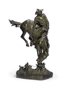 The Outlaw (bronz barnás-zöld patinával) alkotó: Frederic Remington