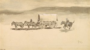 Cím nélkül (mosó rajz papírra) alkotó: Frederic Remington