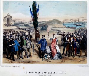 Alexandre Auguste Ledru-Rollin (Ledru Rollin) (1807-1874) általános választójogának allegóriája Ledru Rollin, az 1848-as elnökválasztás jelöltje, az Arbre de la Liberte híve, az általános választójog mellett volt, alapított