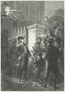 Daumesnil tábornok szembeszáll a párizsi tömeggel a Chateau de Vincennes előtt az 1830-as francia forradalom idején (metszet)