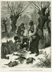 Fogj kacsákat a hálóba. Lix metszete az Elzászon és Lotaringián keresztül című történet illusztrálására 1887-ben, Charles Grad német tisztviselőtől, a tour du monde 1888-ban, rendező: Edouard Charton (1807-1890), Hachette, Párizs. alkotó: Frederic Theodore Lix