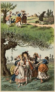Népszerű dal: „Három lány voltunk””. Illusztráció: Frederic Theodore Lix (1830-1897) a „Gyermekdalok és körök Franciaország tartományaiból” c. alkotó: Frederic Theodore Lix