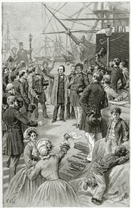 Victor Hugo üdvözölte az egyetemes köztársaságot egy beszédében, miközben száműzetésben volt 1852. augusztus 1-jén, 19. században (bw metszet) alkotó: Frederic Theodore Lix