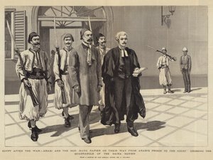 Egyiptom a háború után, Arabi és a tiszteletreméltó Mark Napier úton az Arabi börtönből a bíróság felé, átkelve a Daira Sanieh négyszögén