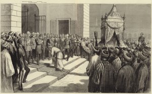A Khedive tiszteleg a kairói szent szőnyeg előtt, mielőtt Mekkába küldik