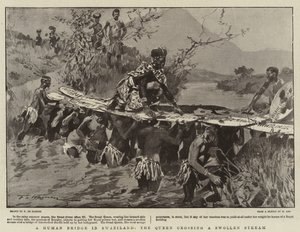 Egy emberi híd Szváziföldön, a királynő átkel a duzzadt patakon alkotó: Frederic de Haenen