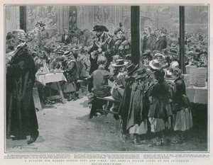 Bankett rongyos iskolás fiúknak és lányoknak (litho) alkotó: Frederic de Haenen