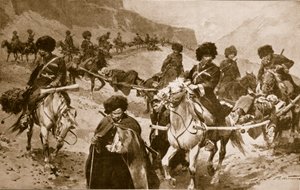 Kozák mentőkonvoj a kaukázusi hegyekben, 1914-19 alkotó: Frederic de Haenen