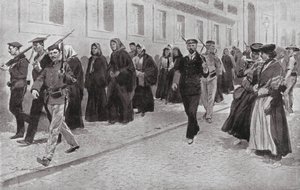 Apácák köztársasági védelem alatt a forradalom alatt (litográfia) alkotó: Frederic de Haenen