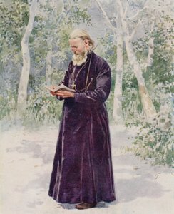 A néhai Cronstadt János atya a kertjében alkotó: Frederic de Haenen