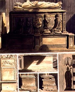 Sírok a Hitvalló Edward kápolnájából, L tábla a „Westminster Abbey”-ből, metszett J. Bluck (fl.1791-1831) pub. Írta: Rudolph Ackermann (1764-1834) 1812 (akvatinta)