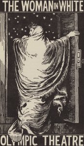 Plakátterv Wilkie Collins The Woman in White című regényének színházi adaptációjához a londoni Olimpiai Színházban alkotó: Frederick (after) Walker
